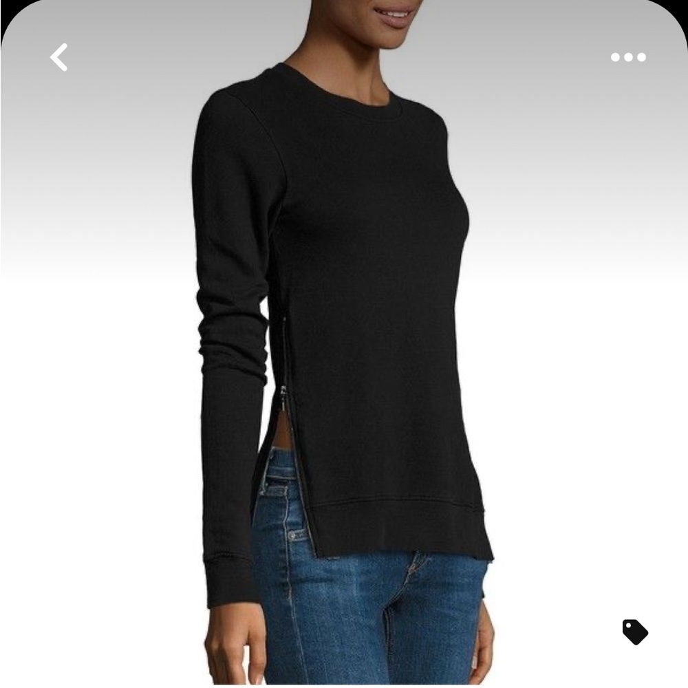 Cotton Citizen-Black Side Zipper Pullover Sweatshirt (Size:XS)